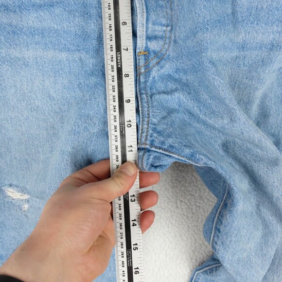 Levis 501 Jeans Womens 28 Blue Distressed  Button Fly High Rise Medium Wash - Picture 8 of 13